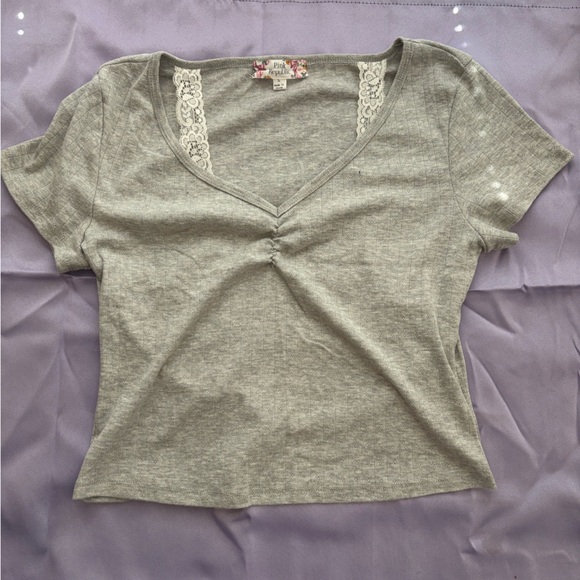 Pink Republic Gray Short Sleeve Top Women’s Size L - Picture 1 of 5